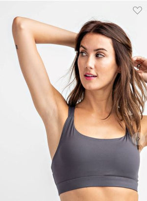 Y Strappy Racerback Sports Bralette bralette rae mode Charcoal 1X 