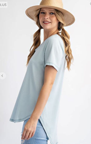 ECO V-neck Short Sleeve Top (4 colors) SHORT SLEEVE TOPS rae mode 