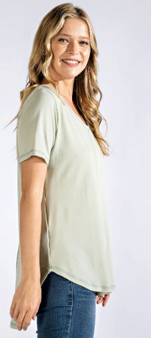 ECO V-neck Short Sleeve Top (4 colors) SHORT SLEEVE TOPS rae mode 