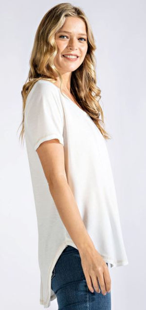 ECO V-neck Short Sleeve Top (4 colors) SHORT SLEEVE TOPS rae mode 