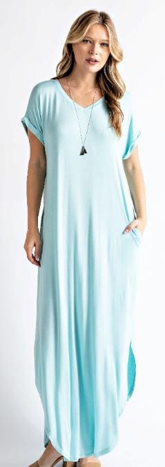 Back To Basics V-Neck Maxi Dress *PROMO* Dresses rae mode Mint 1X 