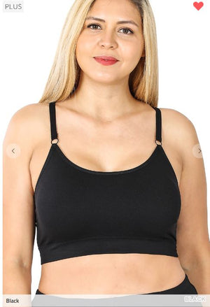 Simple Perfection Seamless Bra w/ Pads bralette zenana Black 1X/2X 