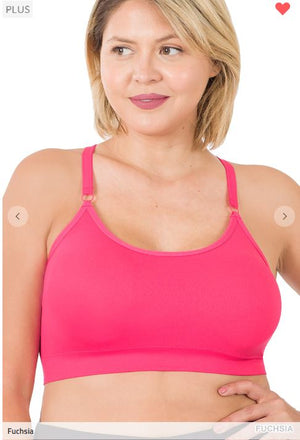 Simple Perfection Seamless Bra w/ Pads bralette zenana Fuchsia 1X/2X 