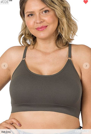 Simple Perfection Seamless Bra w/ Pads bralette zenana Ash Grey 1X/2X 