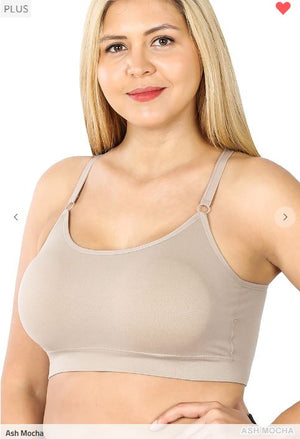 Simple Perfection Seamless Bra w/ Pads bralette zenana Ash Mocha 1X/2X 