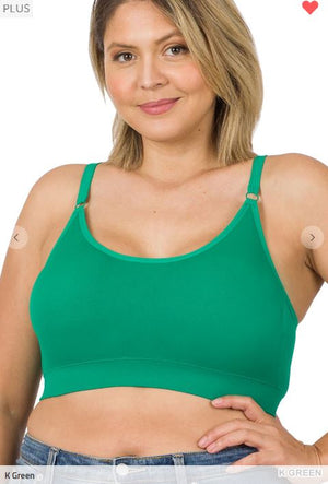Simple Perfection Seamless Bra w/ Pads bralette zenana K Green 1X/2X 