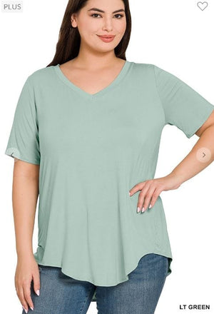 Luxe Classic Vneck Scoopbottom Tee (many colors!) SHORT SLEEVE TOPS zenana 