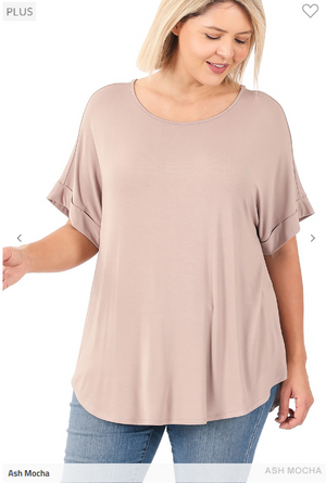 Luxe Wide Scoop Rolled Sleeve Tee (lots of colors!)