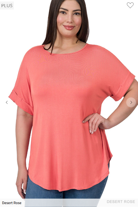 Luxe Wide Scoop Rolled Sleeve Tee (lots of colors!)