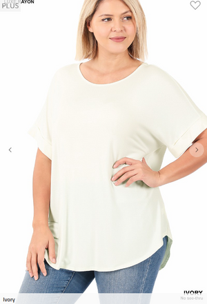 Luxe Wide Scoop Rolled Sleeve Tee (lots of colors!)