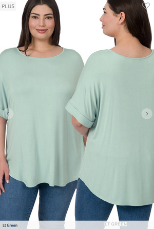 Luxe Wide Scoop Rolled Sleeve Tee (lots of colors!)