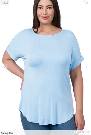 Luxe Wide Scoop Rolled Sleeve Tee (lots of colors!)