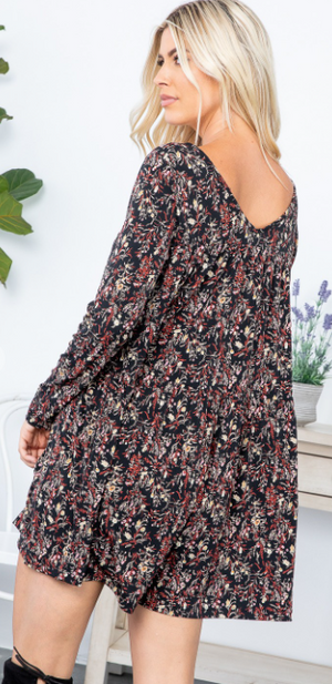 Black Beauty Floral Long Sleeve Romper
