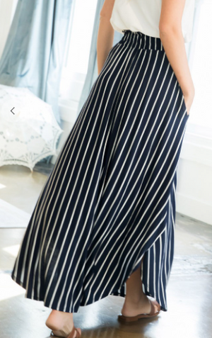 High + Mighty Vertical Striped Skirt w/Scooped Hem