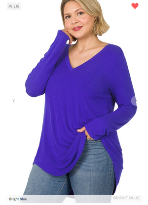 Luxe Rayon Long Sleeve V-Neck Top (lots of colors!)