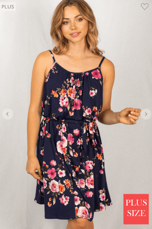 Navy Nostalgia Floral Sash Dress