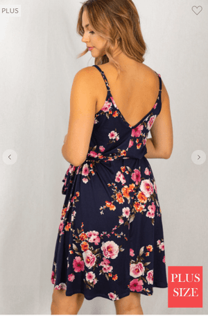 Navy Nostalgia Floral Sash Dress