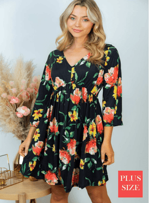 Dark Romance Kimono Style Black Floral Dress