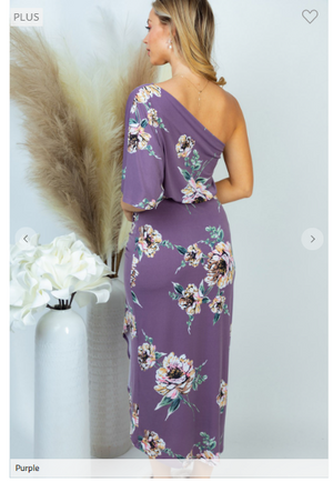 Sashay Away Purple Floral One Shoulder Dress