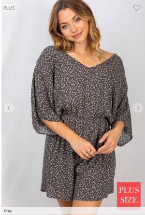 Midnight Blossom Floral Romper in Dark Gray