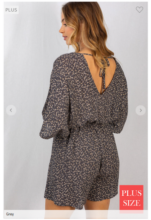 Midnight Blossom Floral Romper in Dark Gray