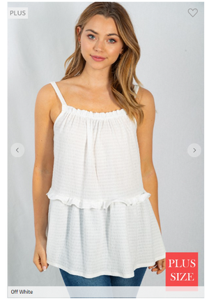 SALE- Not a Basic White Tiered Tank
