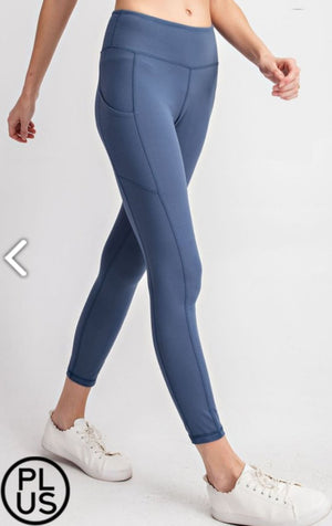 High Waist Plus Size Pocket Leggings (more colors!) leggings Stacked - Fashion for Curves 