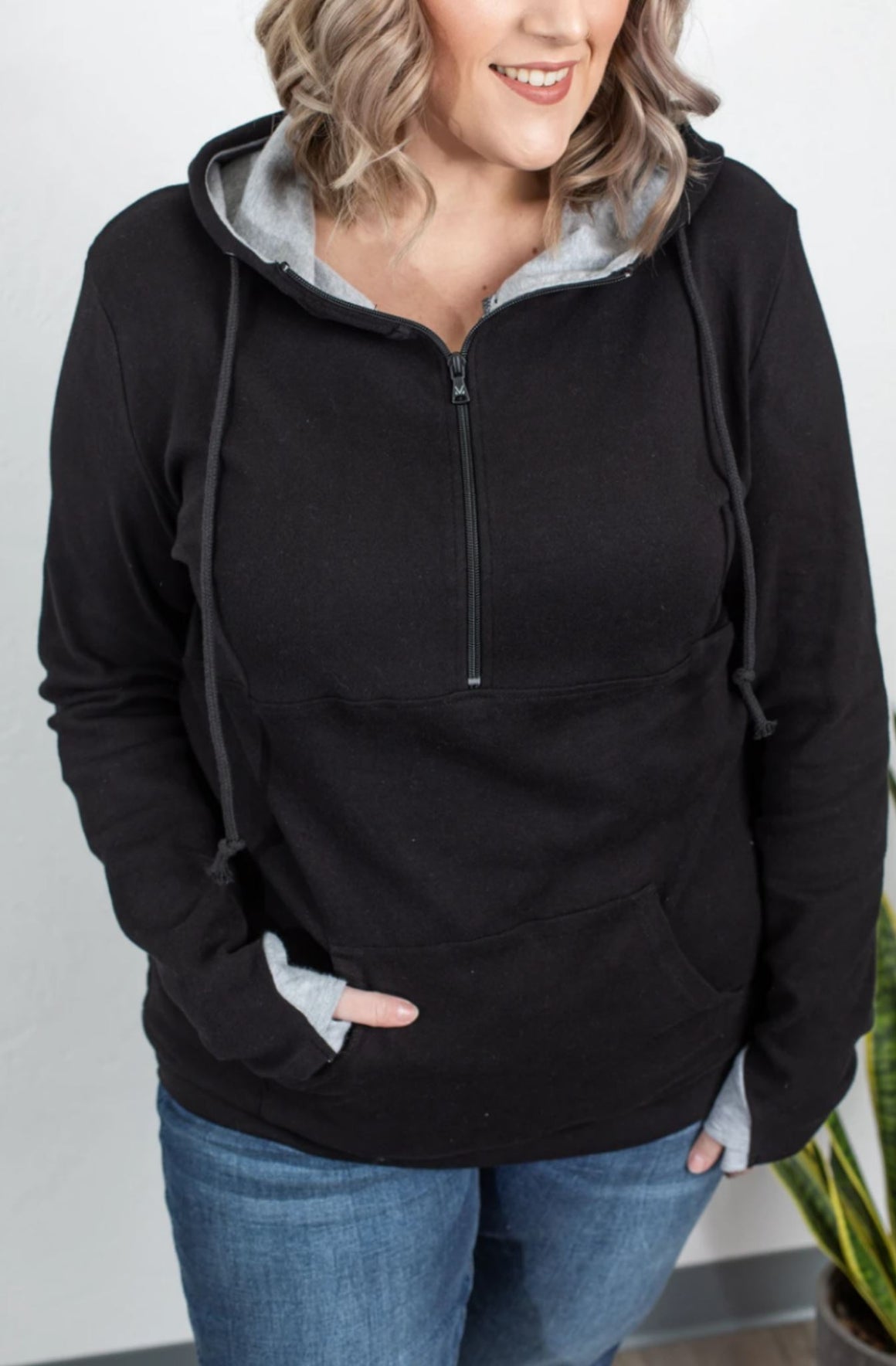 PREMIUM HOODIE- SOLID BLACK HALFZIP premium hoodie Michelle Mae 