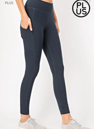 High Waist Plus Size Pocket Leggings (more colors!) leggings Stacked - Fashion for Curves 