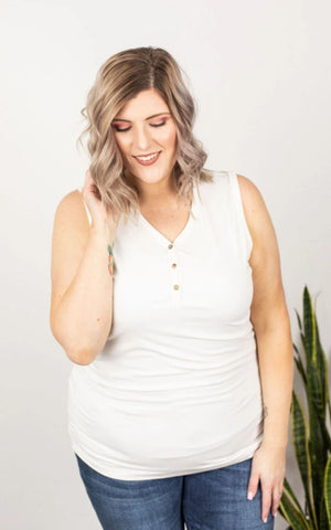 BUTTON FRONT HENLEY TANK (RIBBED) Lots of colors! Tops Michelle Mae 