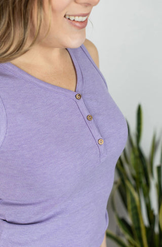 BUTTON FRONT HENLEY TANK (RIBBED) Lots of colors! Tops Michelle Mae 