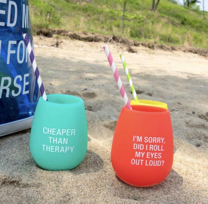 Silicone Wine Cups Stacked - A Plus Size Boutique 