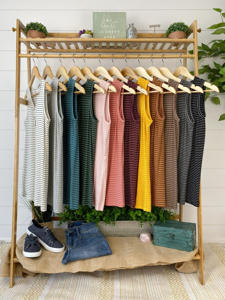 STRIPED TRIPLE STRETCH HENLEY TANKS (many colors!) tank Michelle Mae 