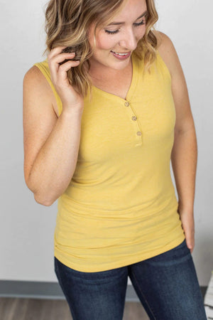 BUTTON FRONT HENLEY TANK (Solid Colors!) Tops Michelle Mae 
