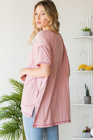 Brunch Time Pink Tunic w/Pockets SHORT SLEEVE TOPS heyson 