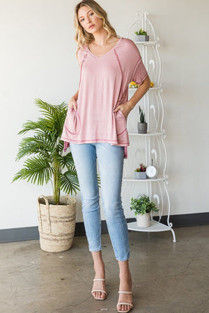 Brunch Time Pink Tunic w/Pockets SHORT SLEEVE TOPS heyson 