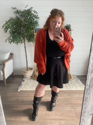 Brushed Waffle Cocoon Cardi- Soft Rust CARDIGANS Michelle Mae 
