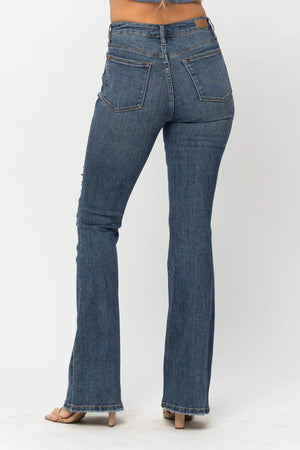 Judy Blue High Rise Distressed Flares BOTTOMS Judy Blue 