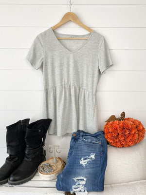 Flatter + Stretch Mini-Ruffle Tees (Heathered Solids) Tops Michelle Mae 