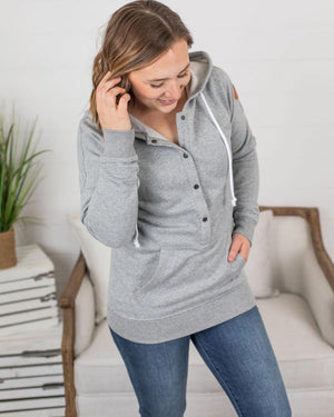 PHC- Cozy Vibes Casual Half Snap Hoodie in Gray *FINALSALE hoodies Michelle Mae 