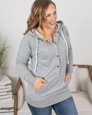PHC- Cozy Vibes Casual Half Snap Hoodie in Gray *FINALSALE hoodies Michelle Mae 