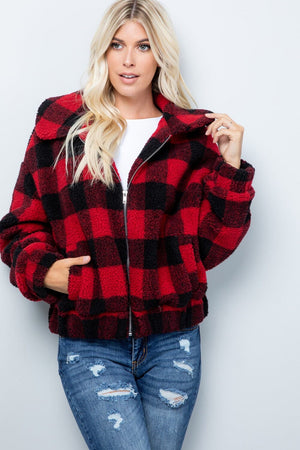 Buffalo Plaid Teddy Jacket jackets sweet lovely by jen 