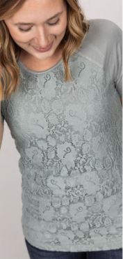 LACE FRONT SHORT SLEEVE RAGLAN TEE (more colors!) Tops Michelle Mae 