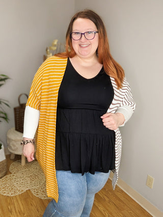 Cove Double Tiered Vneck Tee w/Flutter Sleeve (3 colors)-Tops-BE STAGE-Styled by Stacked - A Plus Size Women's Boutique in Lakeville, MN
