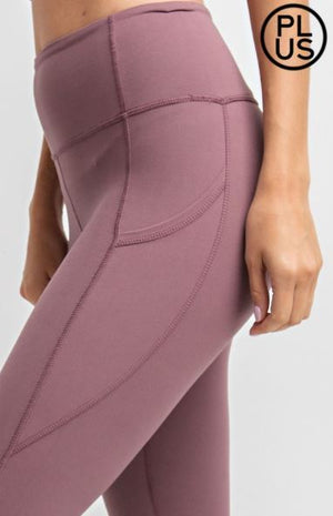 High Waist Plus Size Leggings w/ Side Pocket + Reflector Dots (more colors!) leggings Stacked - Fashion for Curves 