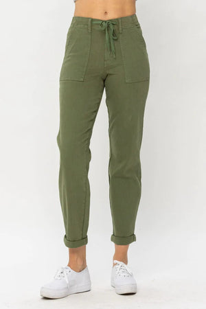 Judy Blue Olive High-Rise Joggers BOTTOMS Judy Blue 