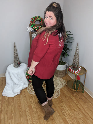 Jordan Floral Inset 3/4 Sleeve Flowy Top (2 Colors)-SHORT SLEEVE TOPS-voll-Styled by Stacked - A Plus Size Women's Boutique in Lakeville, MN