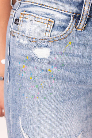 Judy Blue Paint Splatter Cuffed Boyfriend jeans Judy Blue 