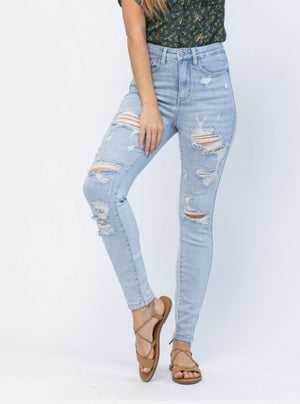 Judy Blue Distressed Tummy Control Skinny Jeans Judy Blue 
